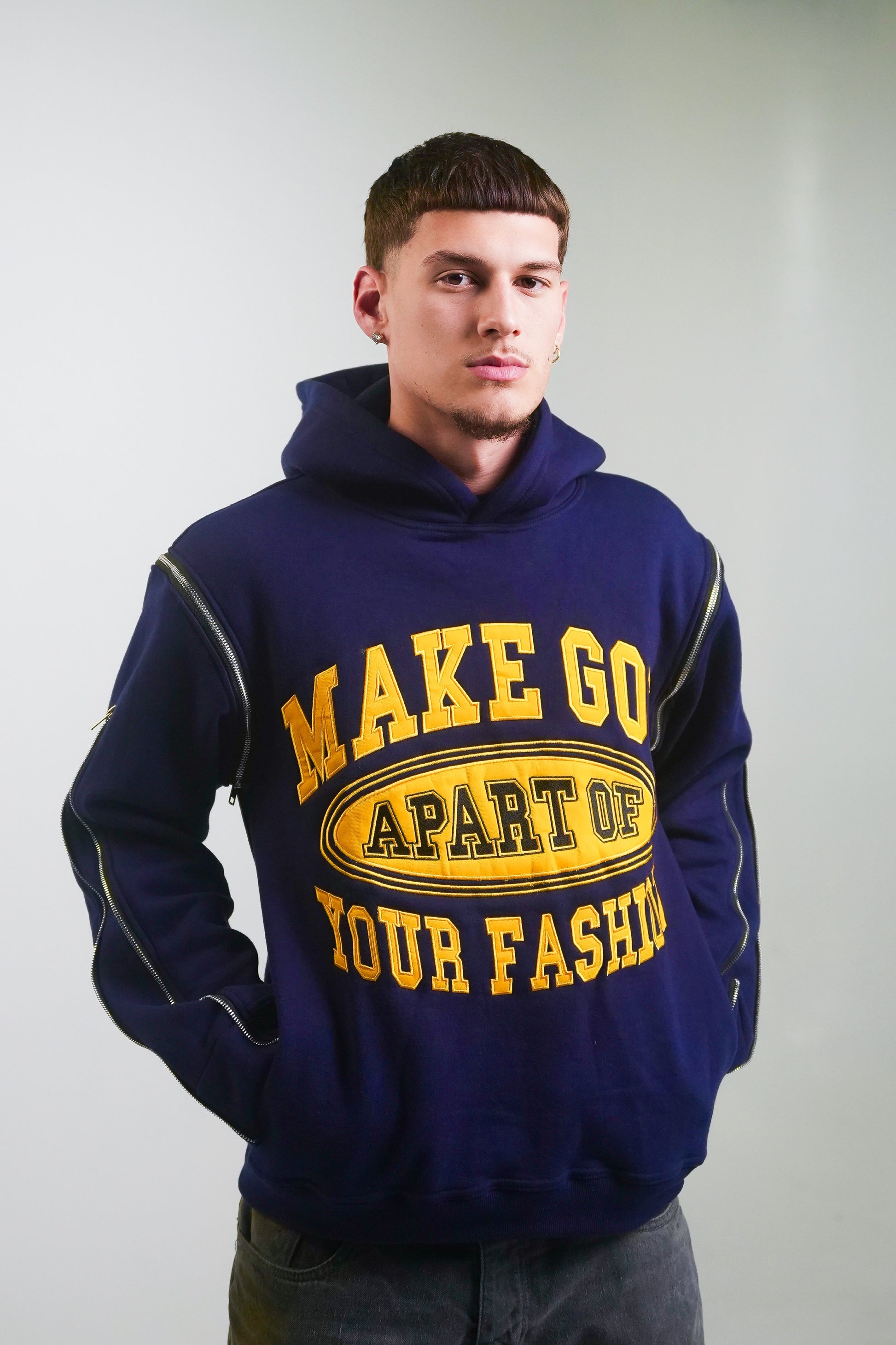 “MGAYF” Versatile Hoodie NAVY BLUE