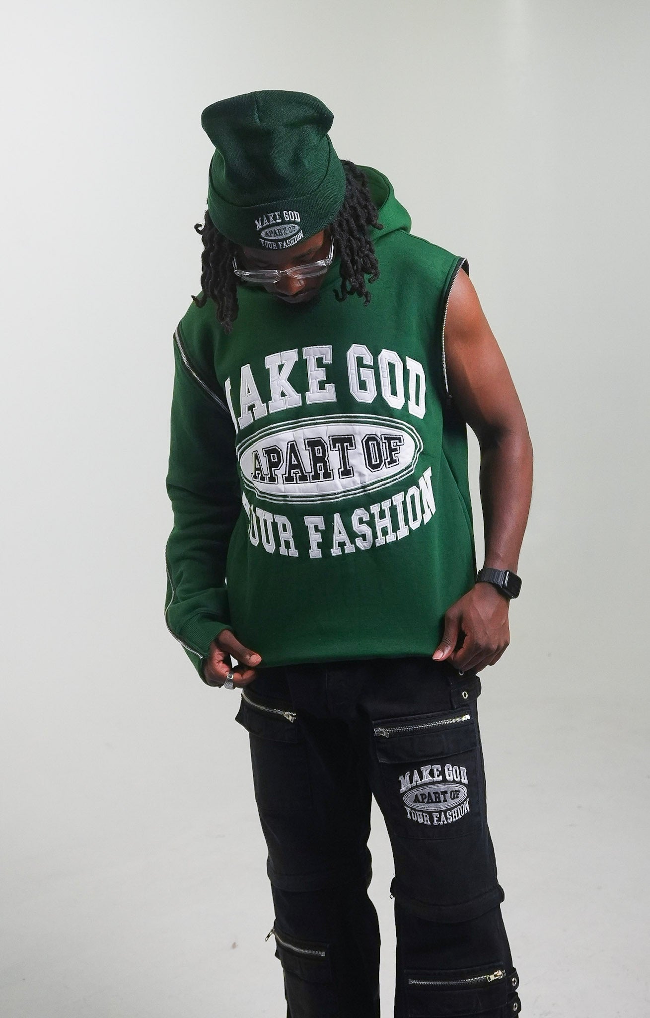 “MGAYF” Versatile Hoodie HUNTER GREEN