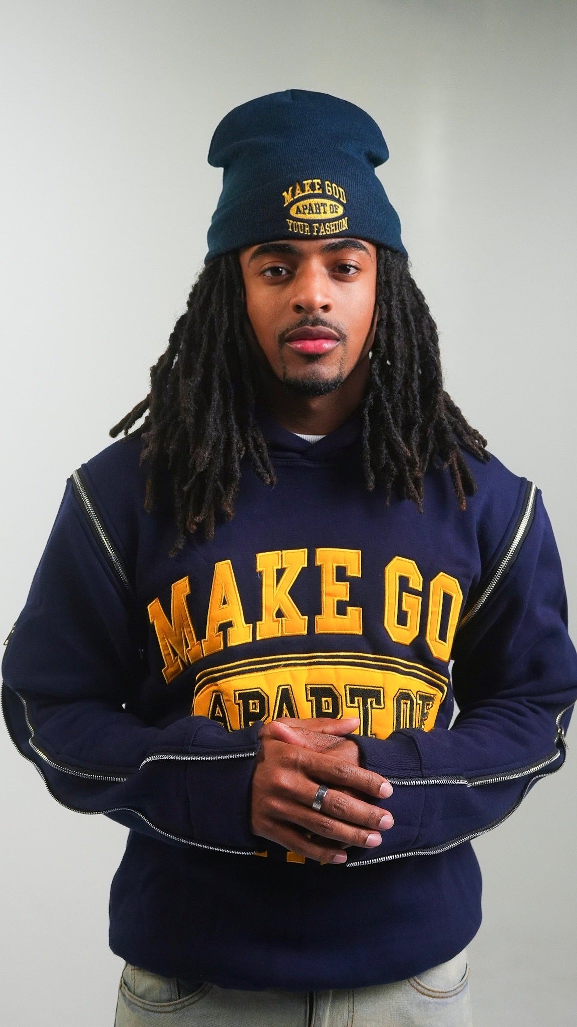“MGAYF” Versatile Hoodie NAVY BLUE